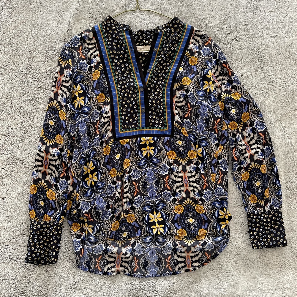 Vibrant Blue Print Blouse from The Loft, Petite S